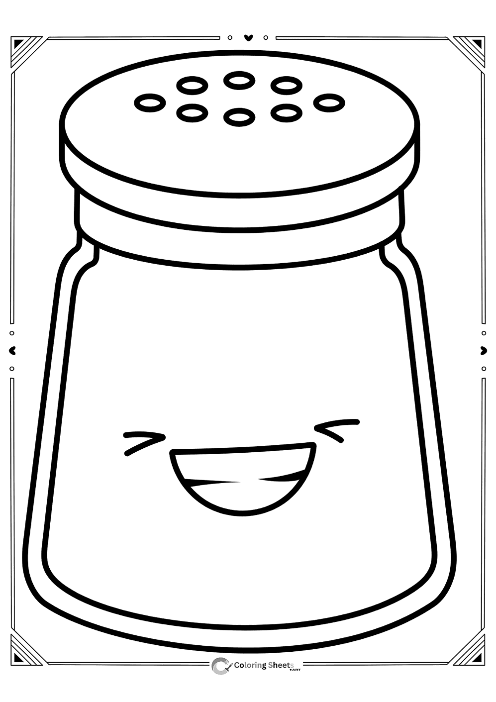 Cute Salt Shaker Coloring Page - Happy salt shaker drawing for kids