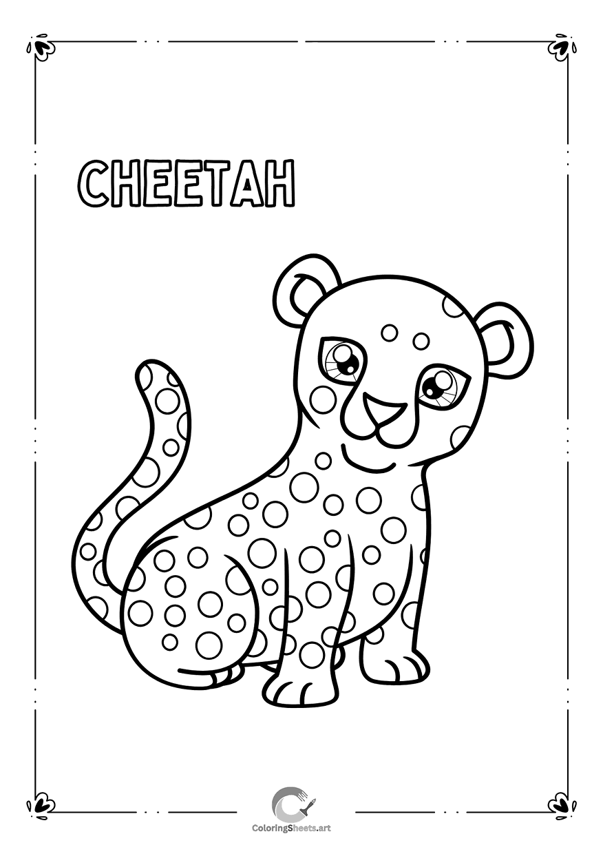 Sitting Cheetah Coloring Page