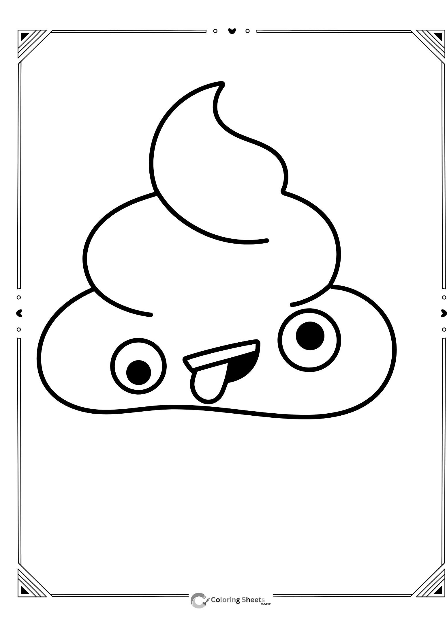 Funny Poop Emoji Coloring Page - Silly poop emoji for kids to color