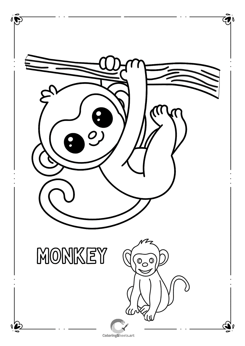 Playful Monkey Coloring Page
