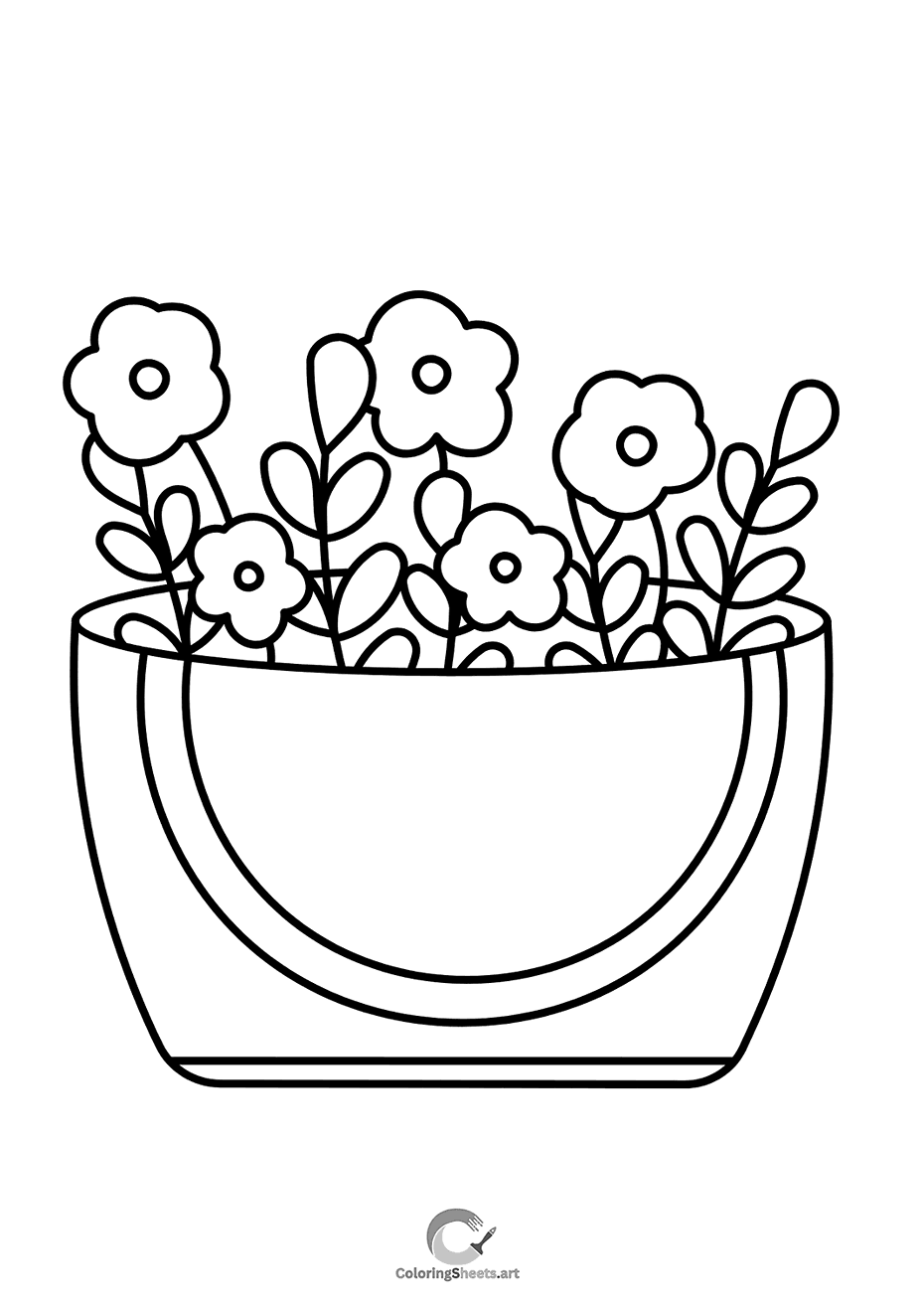 A decorative basket filled with flowers and leaves.