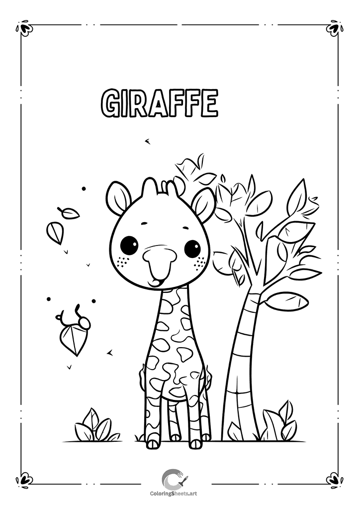 Adorable Baby Giraffe Coloring Page