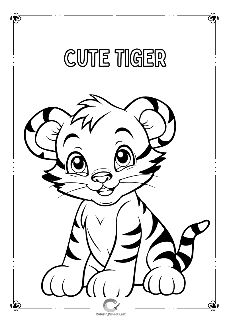 Cute Tiger Cub Coloring Page