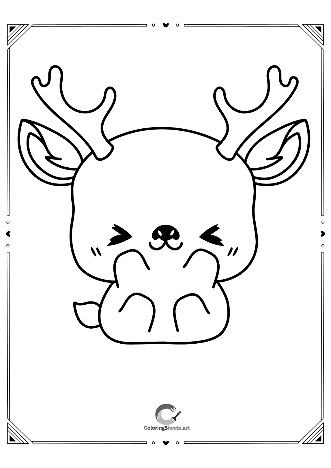 Baby Deer Coloring Page - Cute deer fawn ready to color