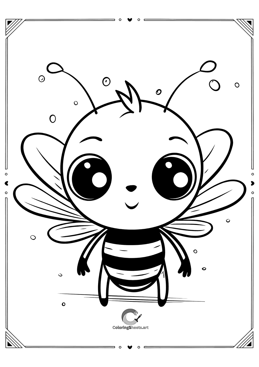 Little Bee Coloring Page - Busy bee collecting nectar to color