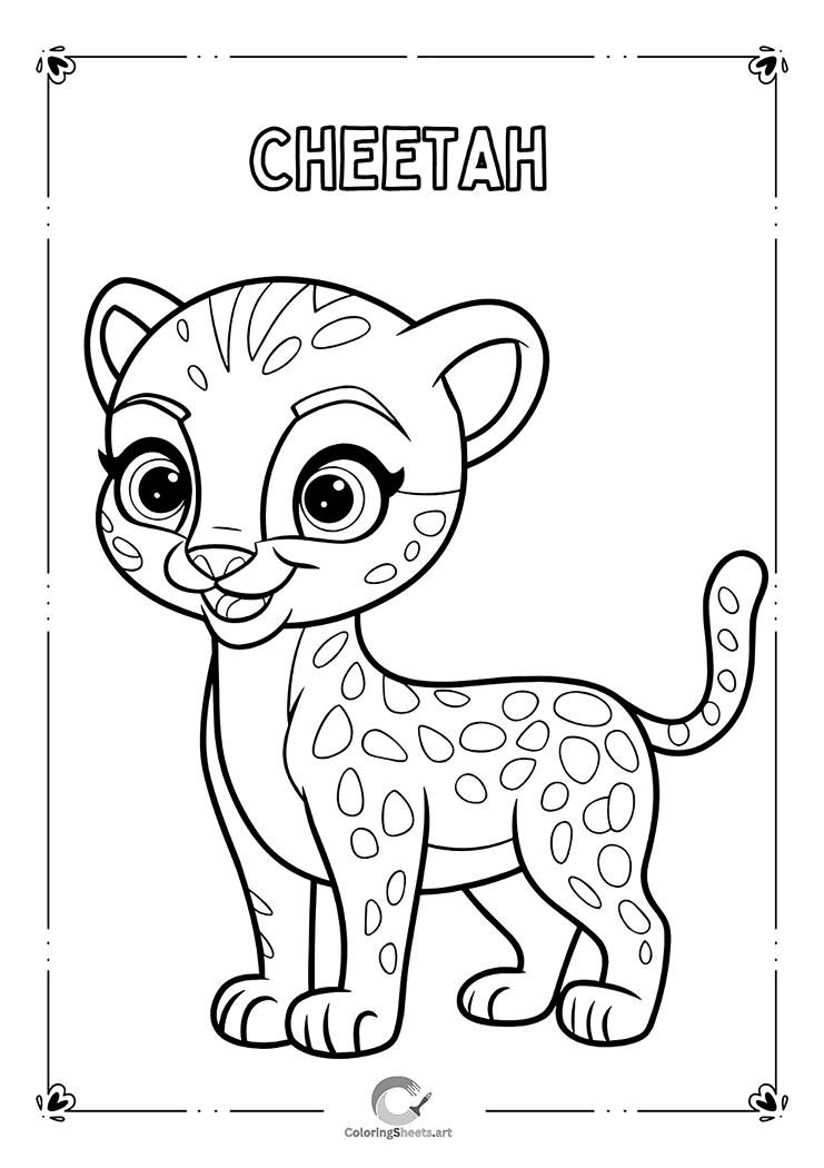 Playful Cheetah Cub Coloring Page