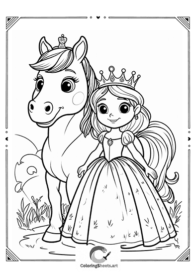 Princess and Her Cute Pony – Princess posing sweetly with her adorable pony.