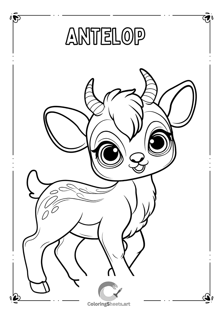 Cute Antelope Fawn Coloring Page
