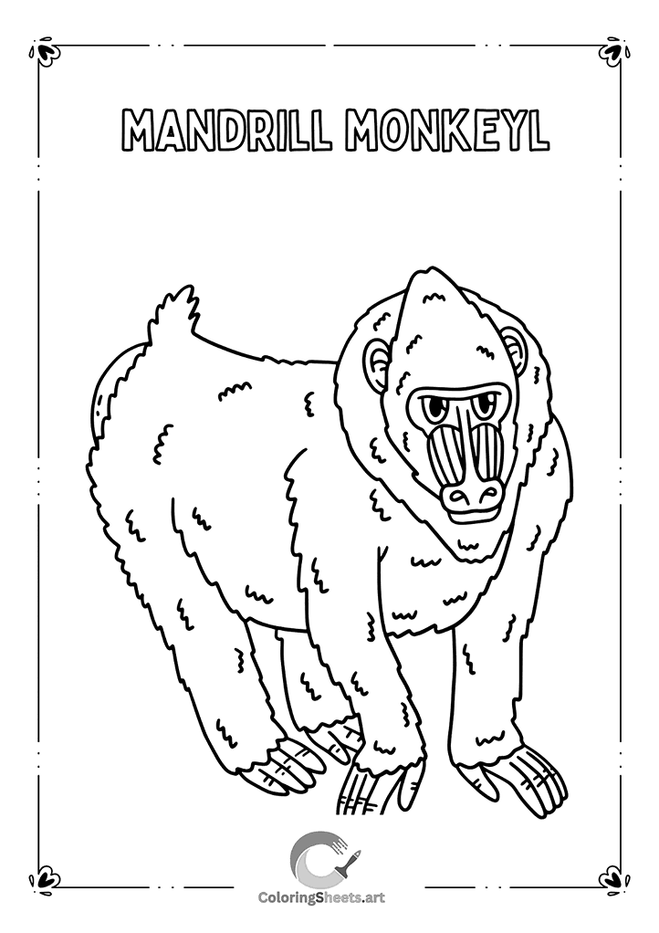 Mandrill Monkey Coloring Page