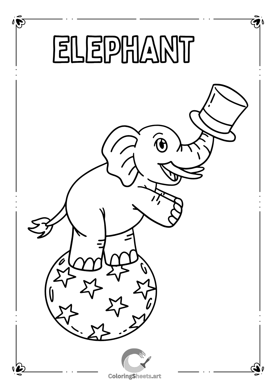 Circus Elephant Coloring Page