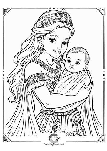 Queen Mother and Child – A queen cradling her newborn baby lovingly.