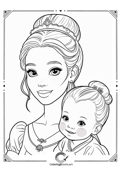 Princess Mother and Baby – A portrait of a princess holding her sweet child.