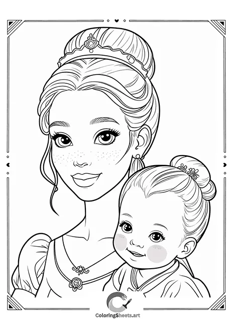 Princess Mother and Baby – A portrait of a princess holding her sweet child.