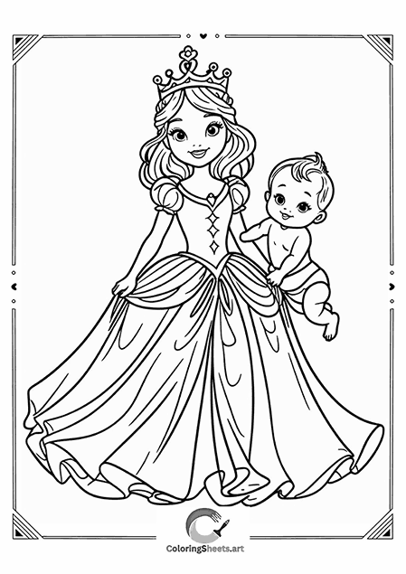 Princess Playing with Baby – A playful princess enjoying time with her baby.
