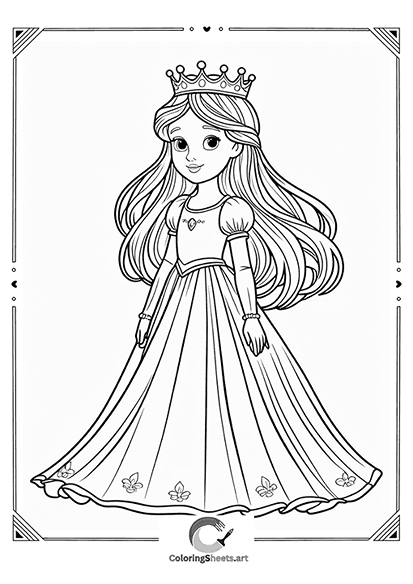 Beautiful Standing Princess – A royal princess standing proudly in a flowing gown.