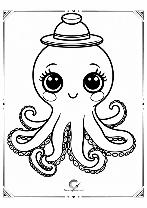 Simple Octopus Coloring Page - Cute octopus for easy coloring