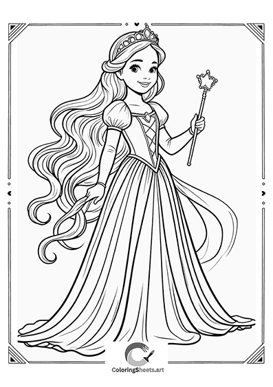 Princess with a Magic Wand – A princess holding a sparkling magic wand.