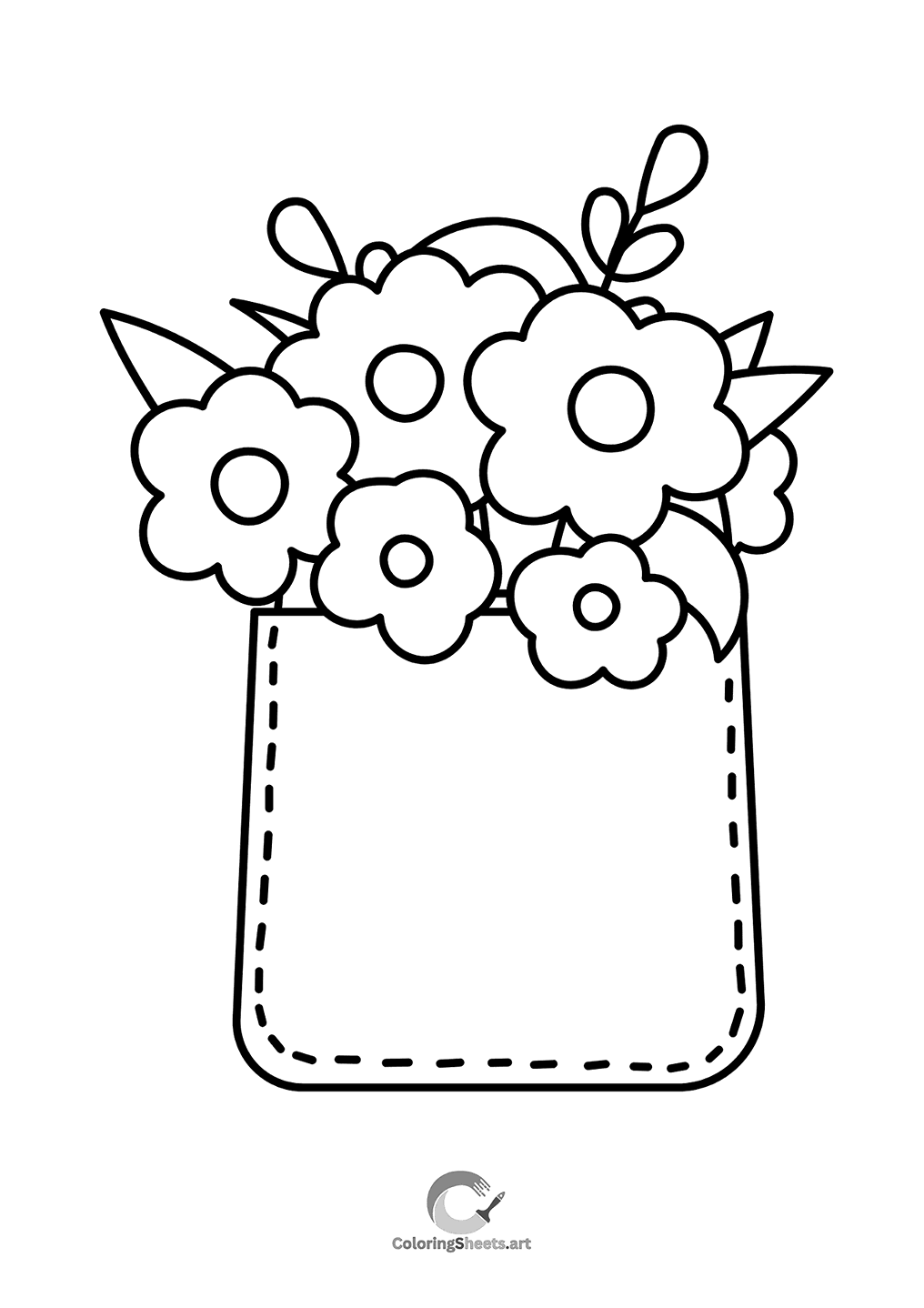 A bunch of flowers peeking out from a pocket.