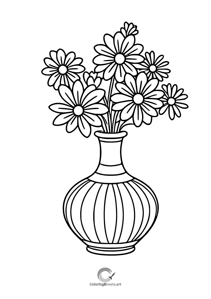 A vase filled with a bouquet of cheerful daisies.