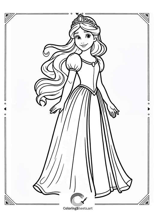 Lovely Princess Portrait – A beautiful princess with flowing hair and royal dress.
