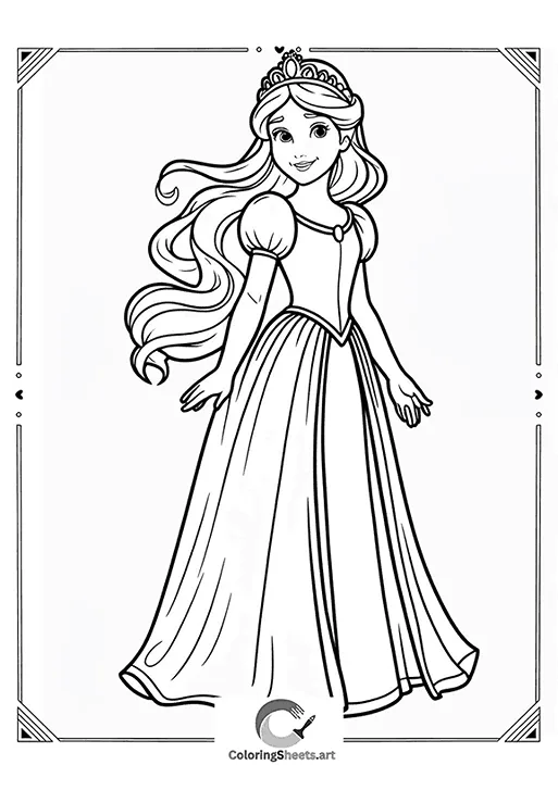 Lovely Princess Portrait – A beautiful princess with flowing hair and royal dress.