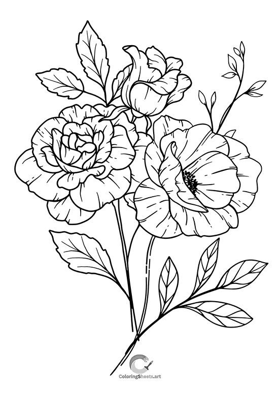 A beautiful mix of rose and poppy flowers.