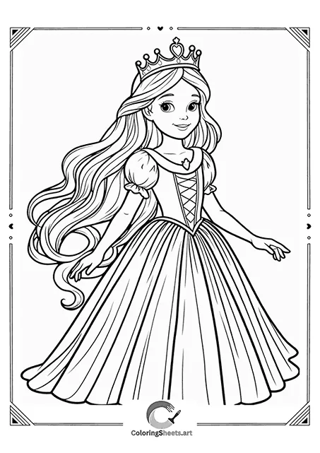 Princess with Flowing Hair – A long-haired princess waiting for a royal makeover.
