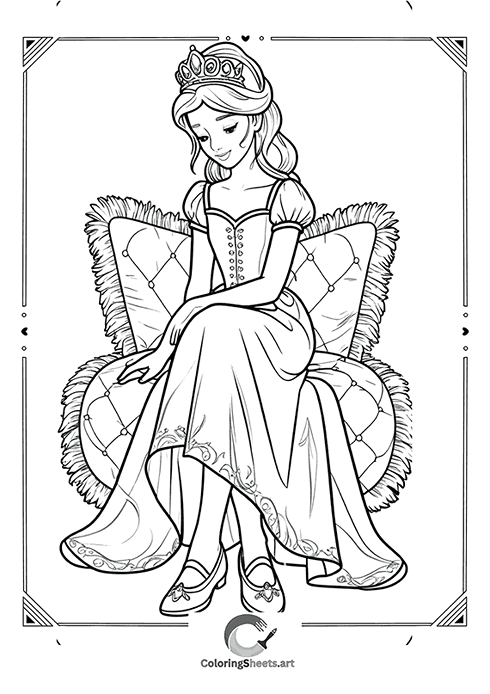 Princess on a Throne – A regal princess seated gracefully on her throne.