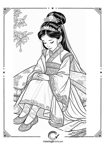 Serene Asian Princess – Asian princess in Hanfu sitting in peace and elegance.