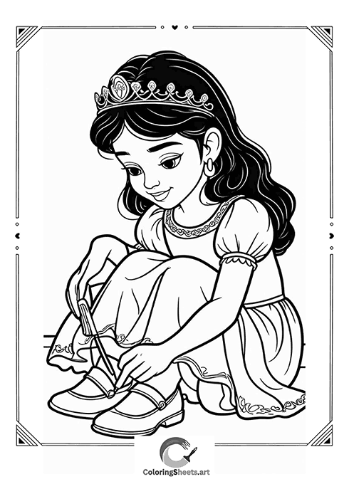 Princess Tying Her Shoe – A princess tying her shoe before an adventure.