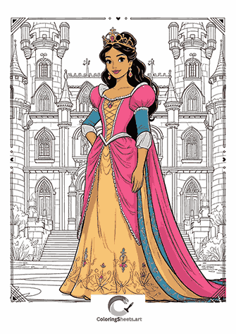 Colorful Princess Inspiration – A partially colored princess to inspire creativity.
