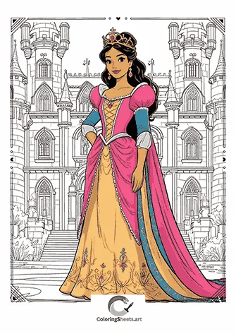 Colorful Princess Inspiration – A partially colored princess to inspire creativity.