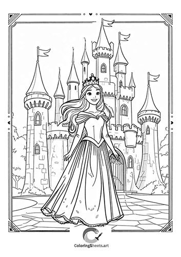 Princess at Her Castle – A cheerful princess welcoming you to her castle.