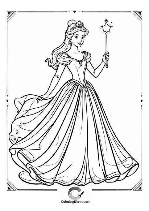 Princess with a Star Wand – A princess holding a magical star wand with grace.