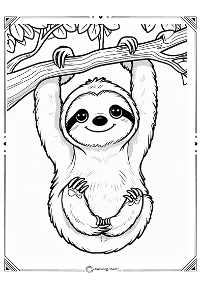 Simple Sloth Coloring Page - Adorable sloth for kids to color