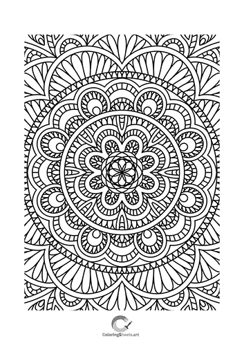 Beautifully detailed mandala design for mindful coloring.