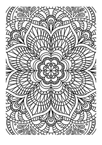 Elegant floral mandala coloring page with delicate petals.