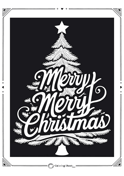 Chalkboard-style typography Christmas tree with bold festive letters.