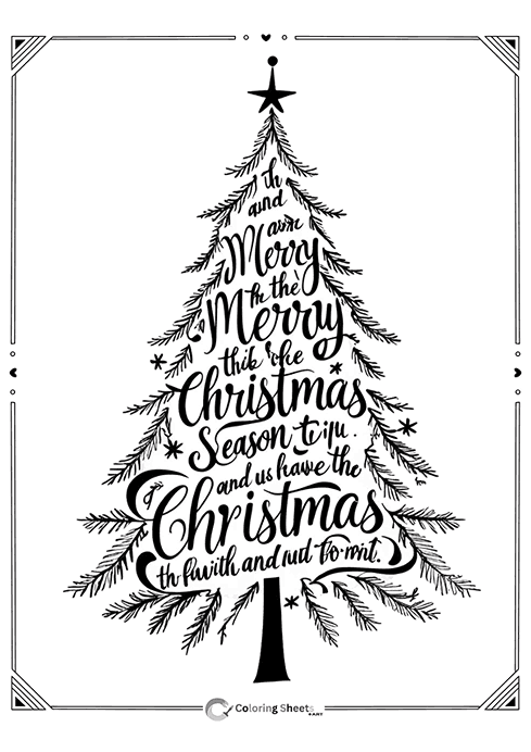 Festive Christmas tree made of typography and calligraphy.