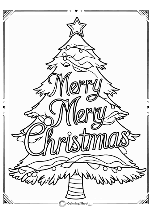 Stylized tree made from “Merry Merry Christmas” lettering design.