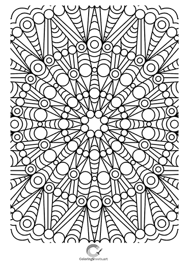 Bold mandala with circles and ray-style patterns.