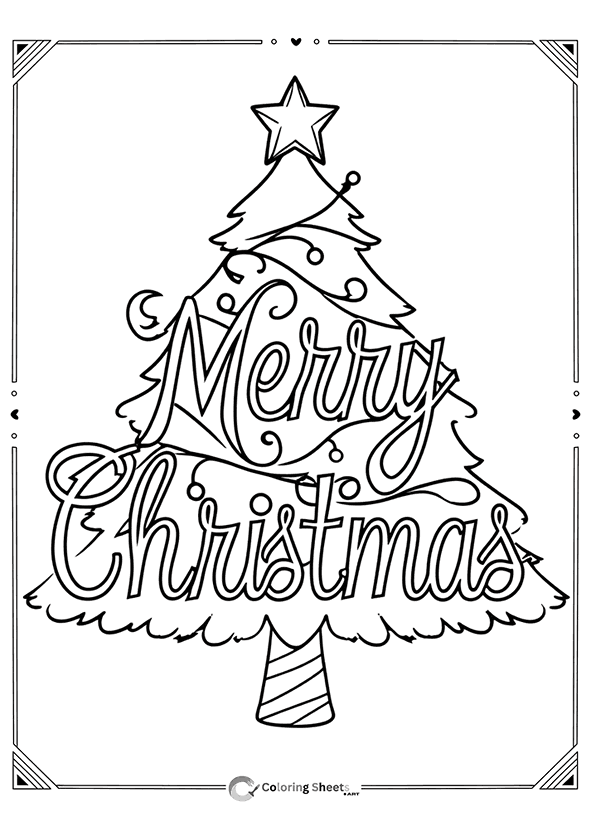 Elegant Christmas tree formed from swirling cursive script lettering.