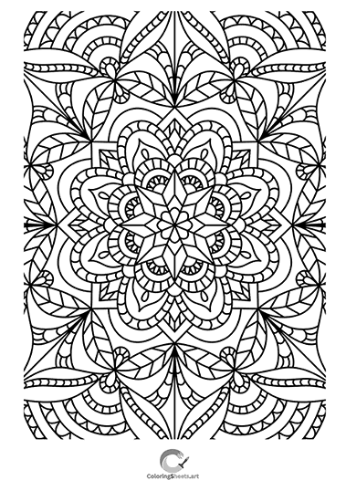 Mandala with a decorative star in the center for vibrant coloring.