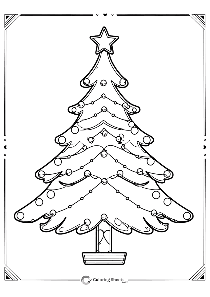 Classic Christmas tree decorated with hanging garlands and ornaments.