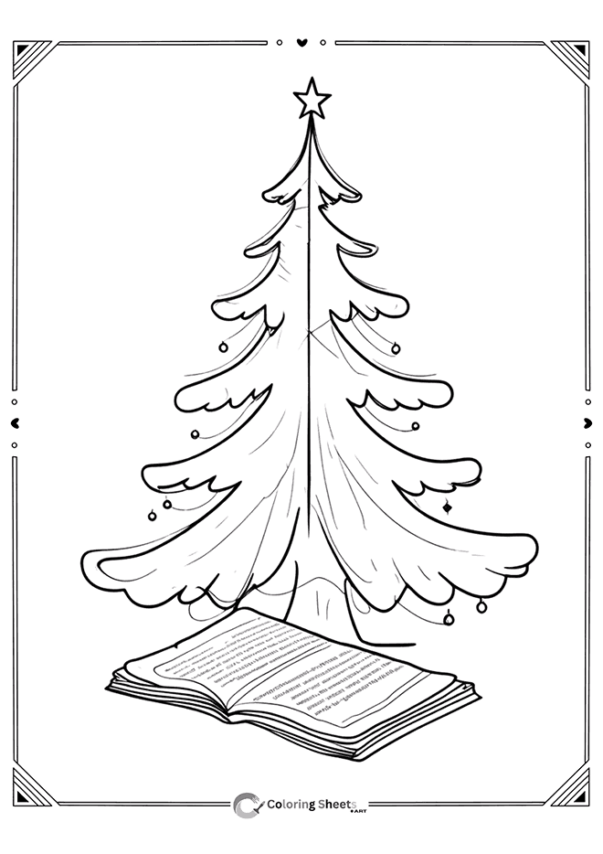 Decorated Christmas tree with open Holy Bible at the base.