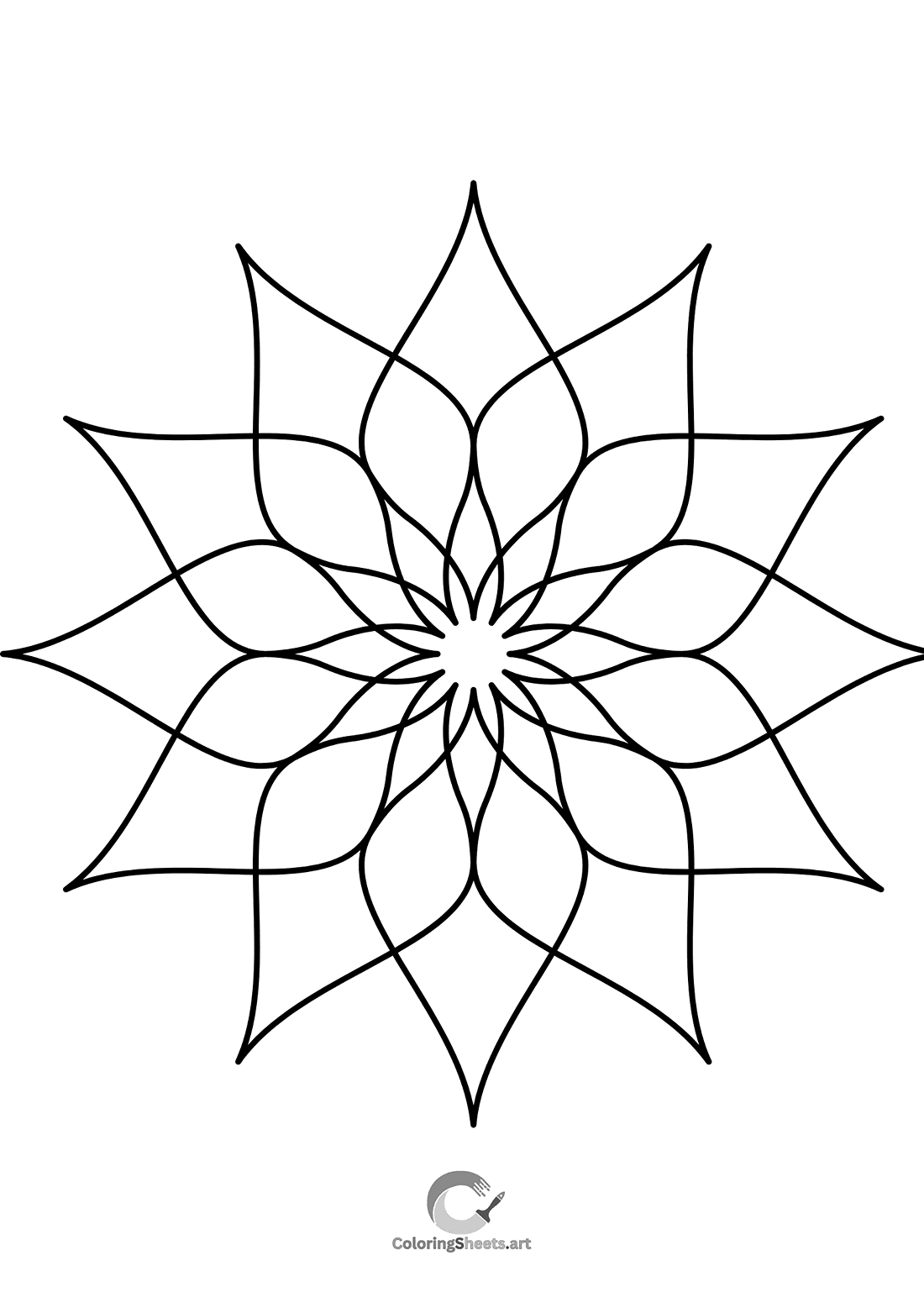 Overlapping petals form a clean star, perfect for quick coloring.