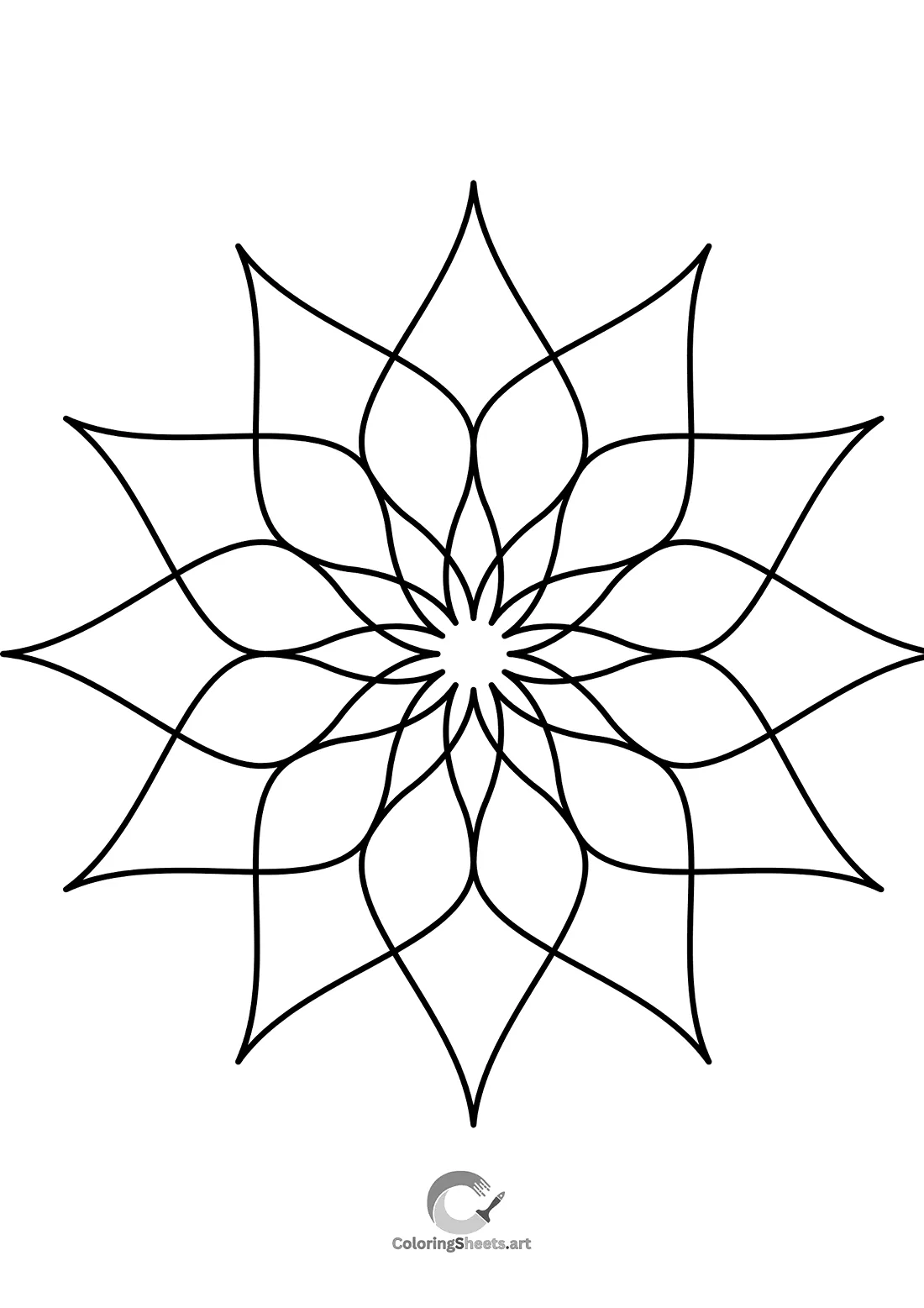 Overlapping petals form a clean star, perfect for quick coloring.