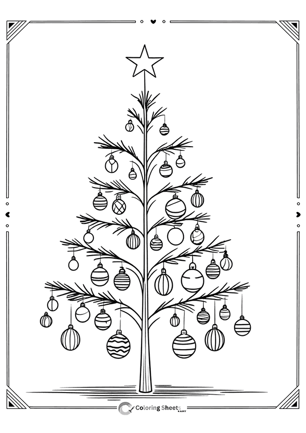 Sleek and modern Christmas tree with stylish hanging decorations.