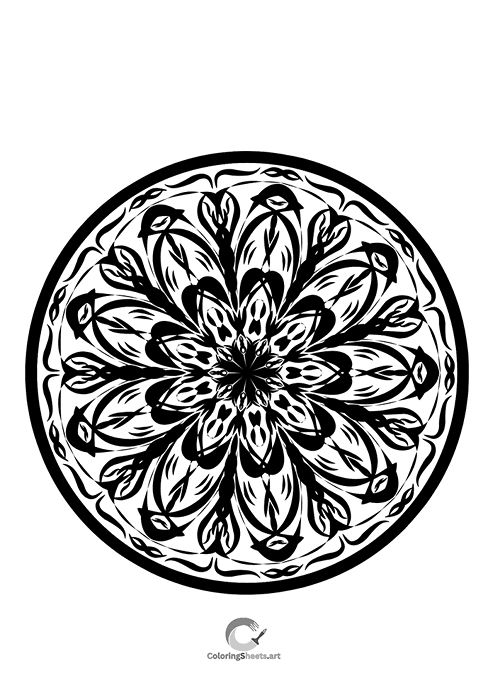 Abstract mandala design with modern shapes for creative coloring.