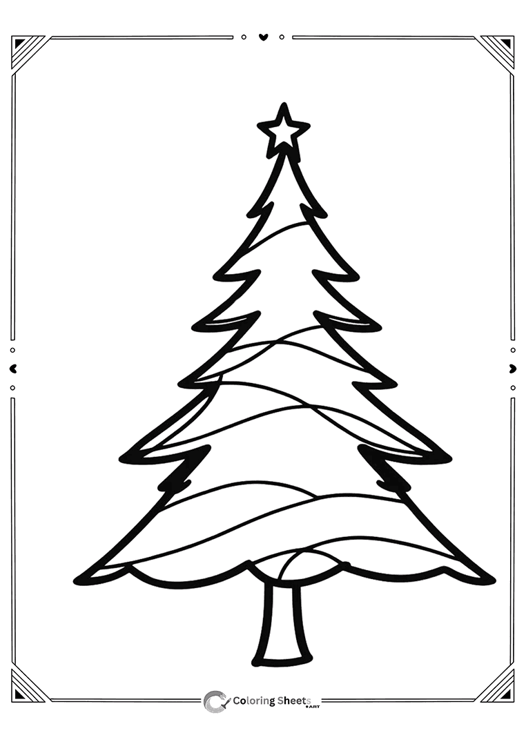 Easy-to-color Christmas tree outline for young artists.